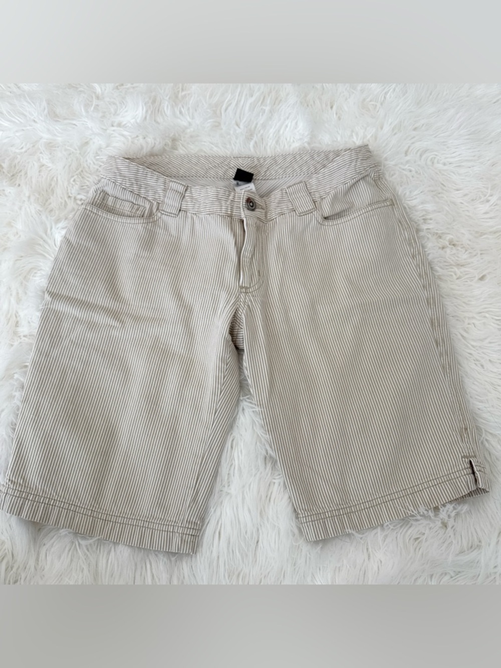 Patagonia Beige and White Striped Organic Cotton Shorts